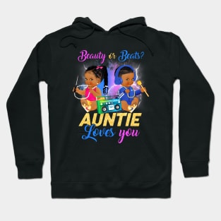Cute Beauty Or Beat Auntie Loves You -Gender Reveal Party Hoodie